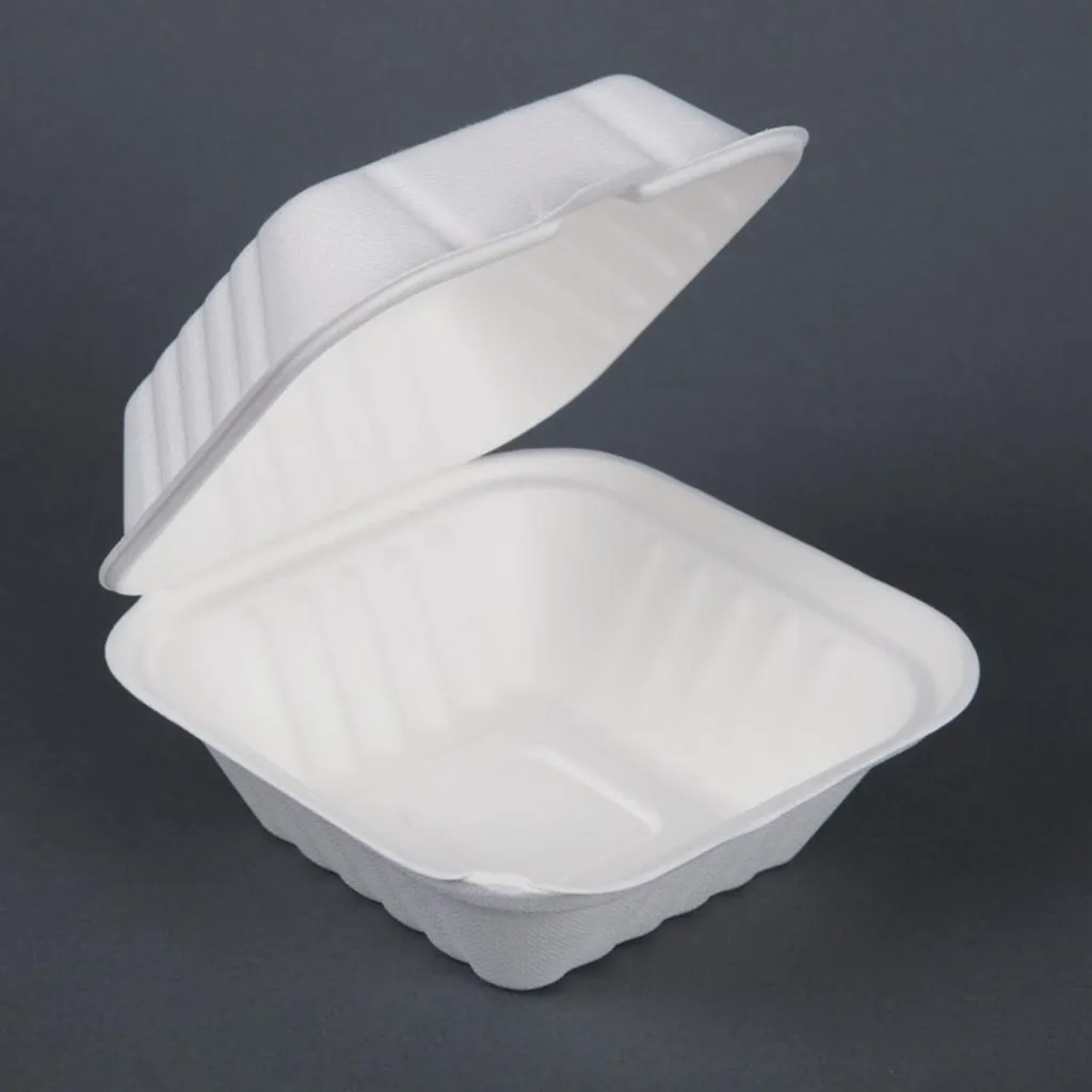 Boîte burger 14,9 cm Fiesta anti-humidité et compostable en bagasse x500