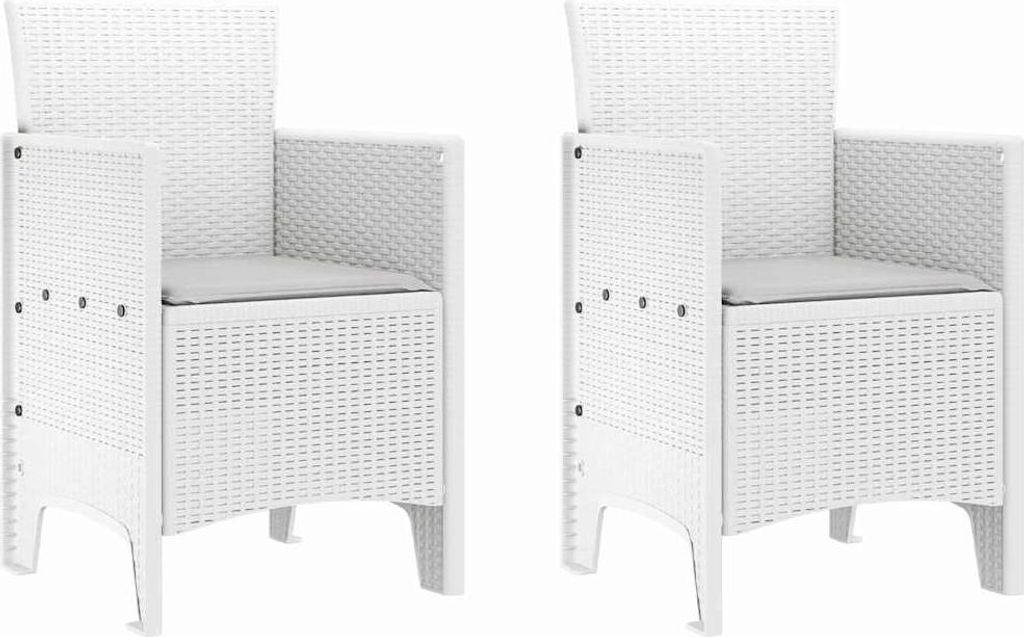 vidaXL Gartenstuhl mit Kissen 2 pcs Weiß 53 x 49 x 85 cm Polypropylen