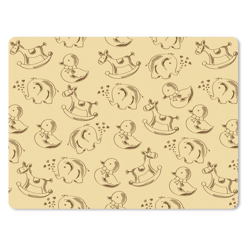 MuchoWow Mauspad Mousepad Spielzeug - Tiere - Schaukelpferd - Muster 40x30 cm - Mousepads - Maus Mat - Pad - Mausunterlage - Anti Rutsch