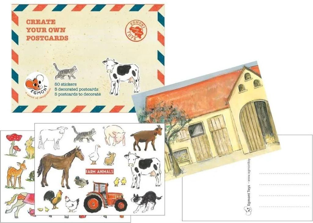 Egmont Toys Bastelpackung 10 Postkarten mit Aufkleber