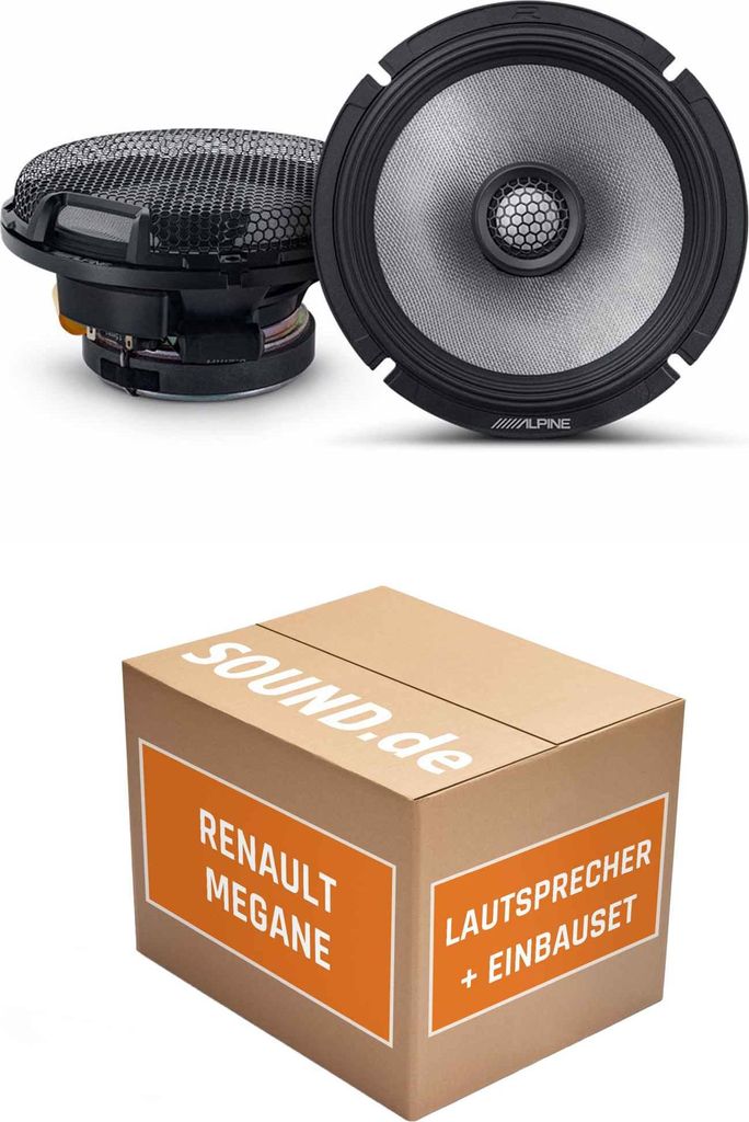 Lautsprecher Boxen Einbaupaket Front Alpine R2-S65 passend für Renault Mégane + CC/Cabrio | Set für zwei Türen 100W MAX
