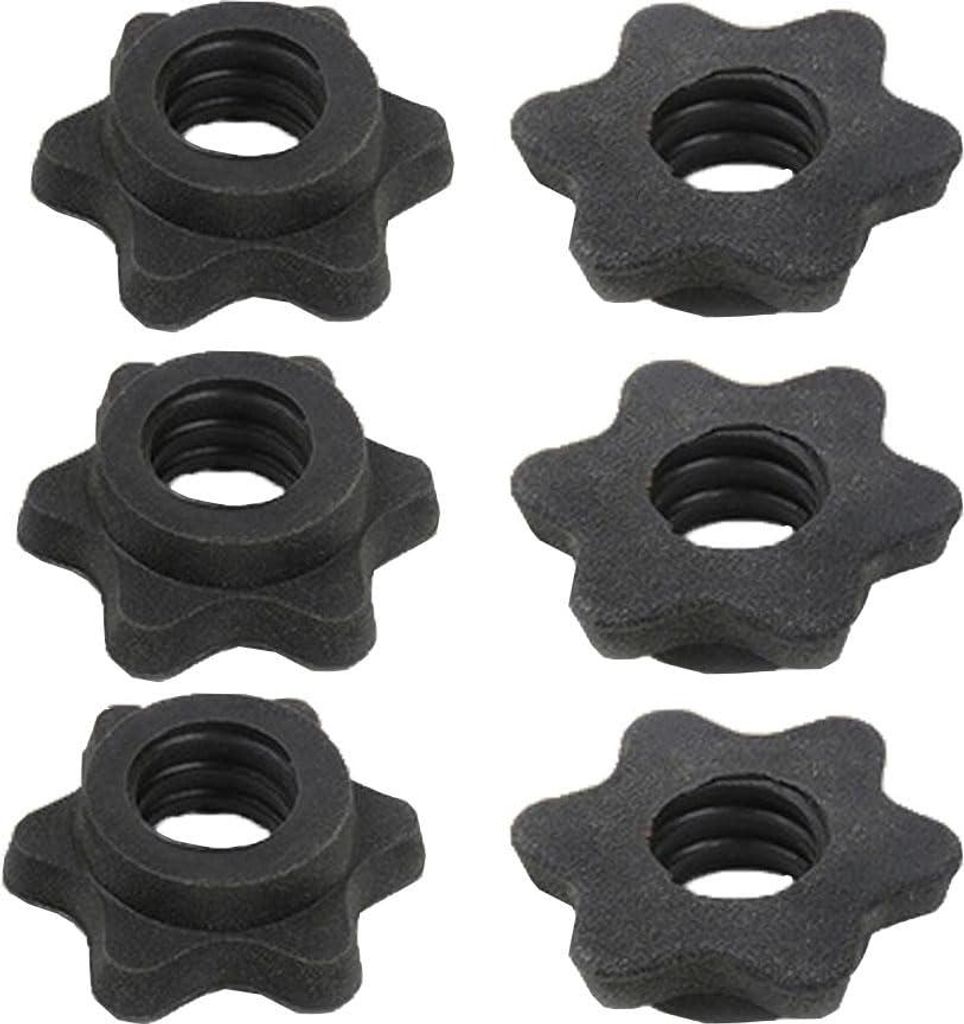 6 Stück Sternverschluss für Hantelstangen, 25mm Hantel Schnellverschluss, Sechskant-Hantelmutter, Muttern Spin Lock Halsbänder zum Heben von