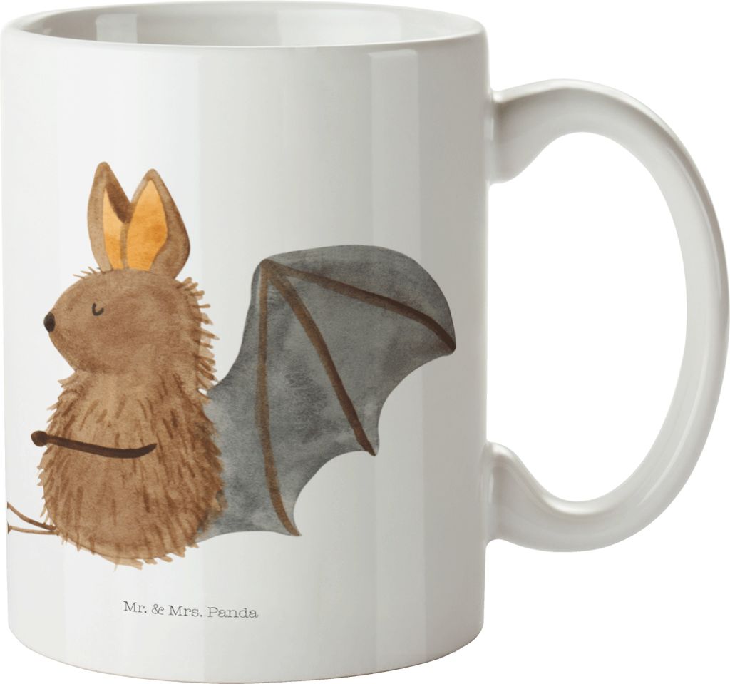 Mr. & Mrs. Panda Kindertasse Fledermaus Sitzen - Weiß - Geschenk, Campingbecher, Pott, Motivation, Entspannen, Kinderbecher, Lustige Sprüche, Pla...