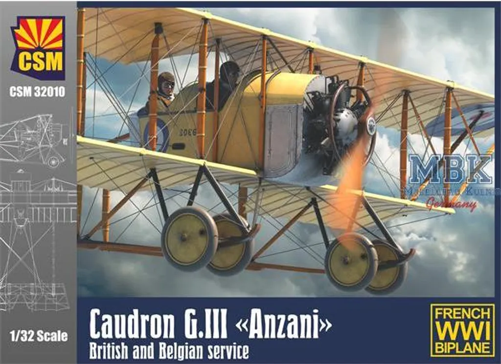 Kit Caudron G.III Anzani 1/32 : montage précis sans défaut de moulage