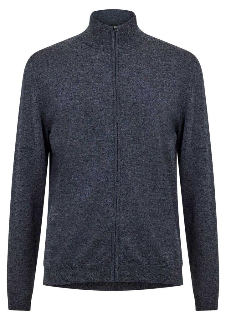 Boss - Strickjacke für Herren, Durchgehender Reißverschluss GT18259 (S) (Mittelgrau)