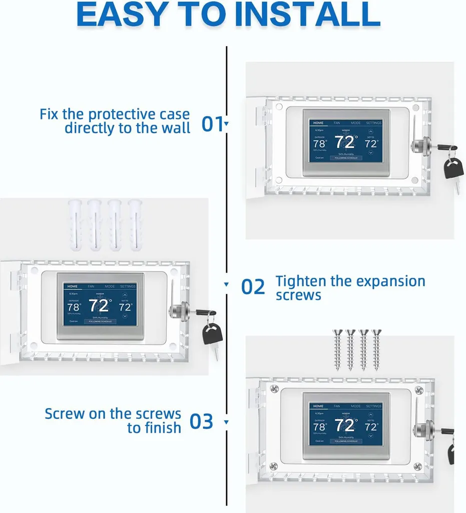 Couvercle de protection transparent pour thermostat avec serrure à clé - 9