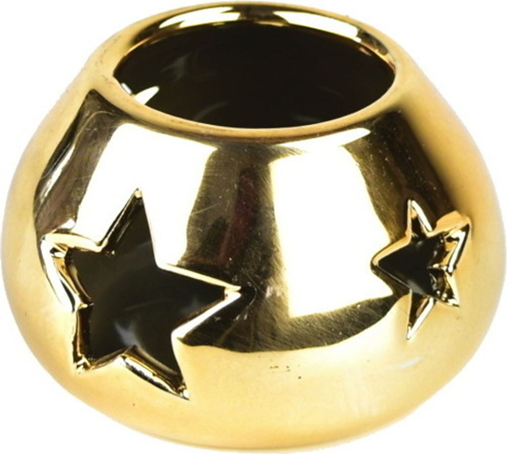 Kerzenleuchter gold mit Sternen 5x8 cm
