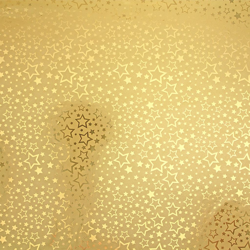 Geschenkpapier goldene Sterne 70cm x 2m Rolle Gold metallic Produktbild 