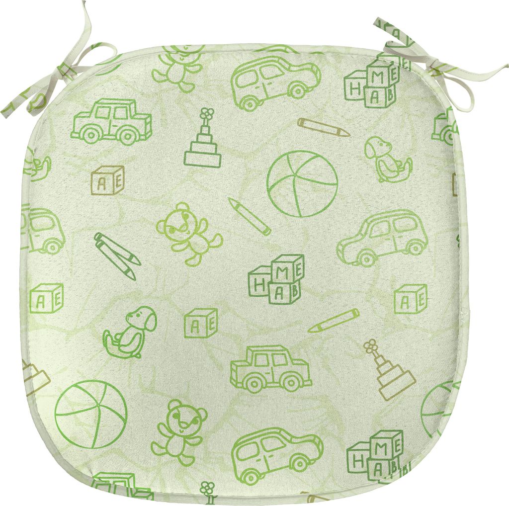 ABAKUHAUS Baby Polster für Esszimmerstühle, Cartoon-Gekritzel Spielzeug-Entwurf, Dekoratives wasserfestes Kissen mit Riemen für Küchensitze, 40...