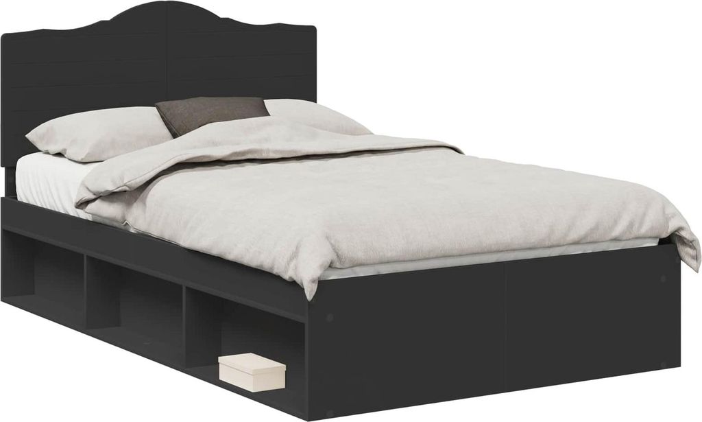 Bettrahmen Schwarz 120 x 190 cm Massives Kiefernholz