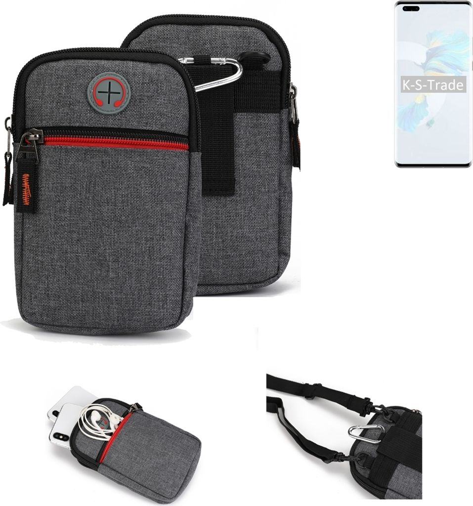K-S-Trade Holster Gürteltasche kompatibel mit HTC Desire 20+ Handy Tasche Schutz Hülle grau Zusatzfächer 1x