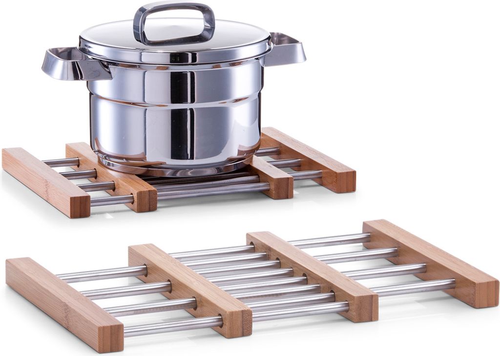 Zeller Topfuntersetzer, ausziehbar, Bamboo/Edelstahl 23,5-39,5x20