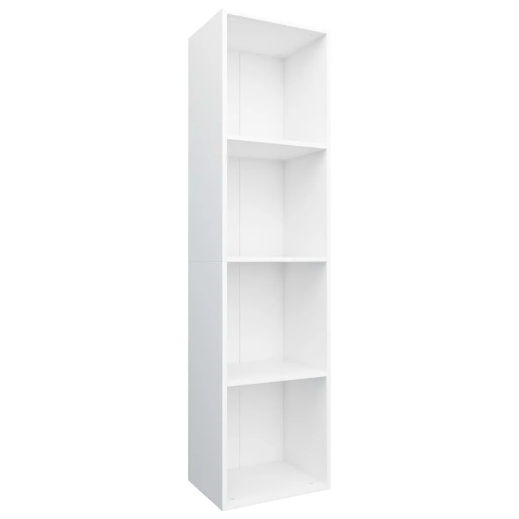 Meuble TV Vertical et Bibliothèque Blanche Gain de Place 36x30x143 cm