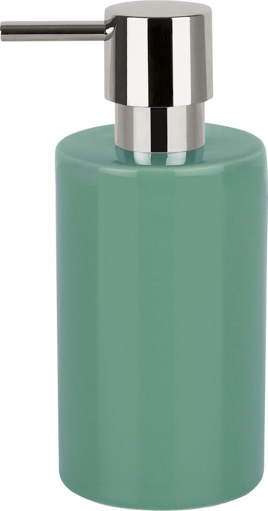 Spirella Seifenspender "Tube" | mit Pumpe | Flüssigseifen-Spender | Porzellan | 300ml | Langliebig und Robus | Moos Grün