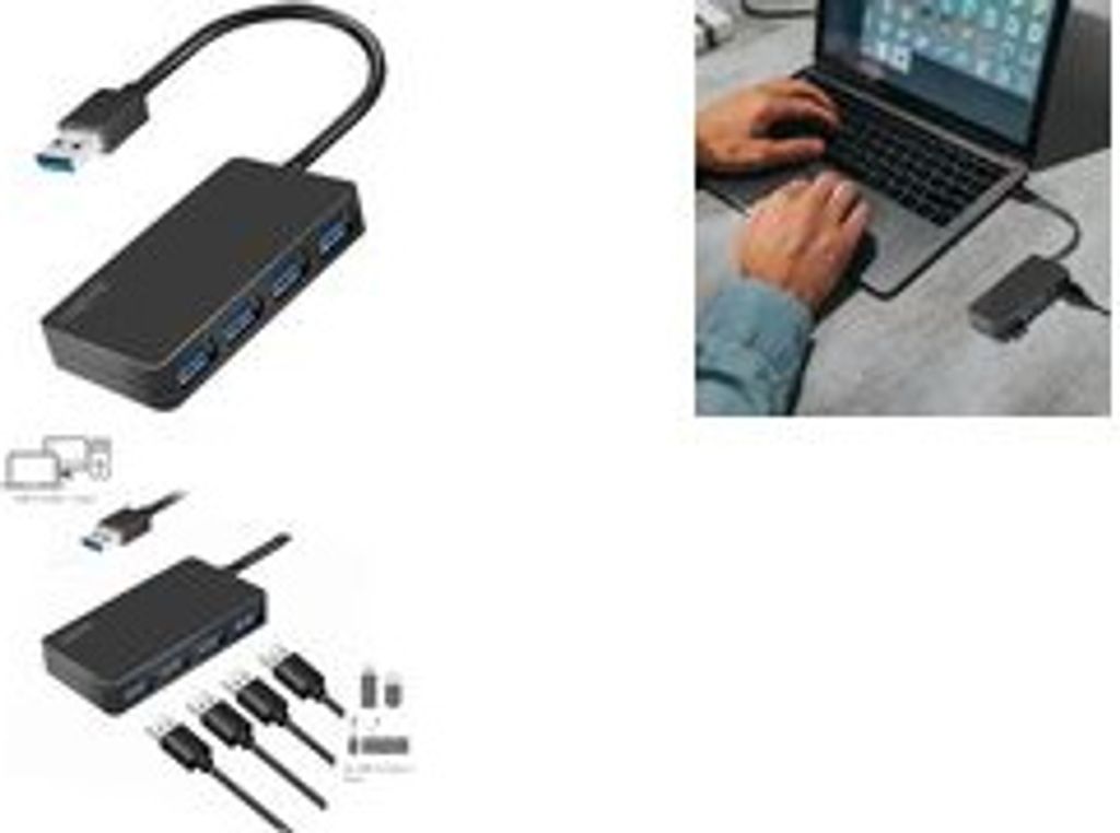 LogiLink USB 3.2 Gen1 Hub – 4 Ports, Mit Überstrom- & Überspannungsschutz, Plug & Play, Schwarz