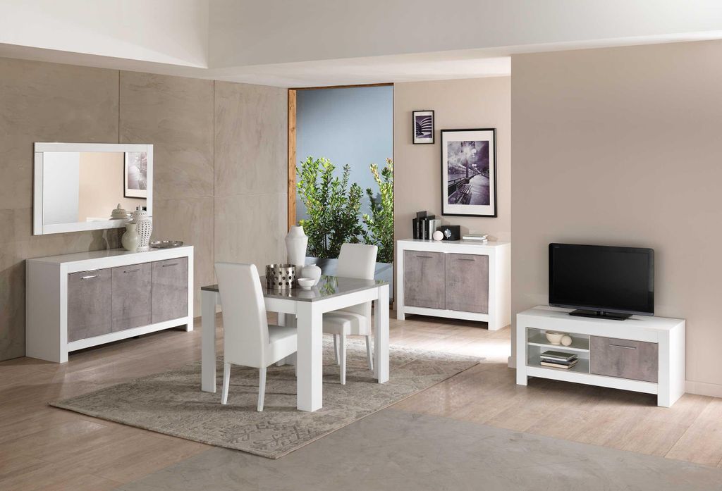 Modena Fernsehmöbel 112 cm - Weiß/Beton