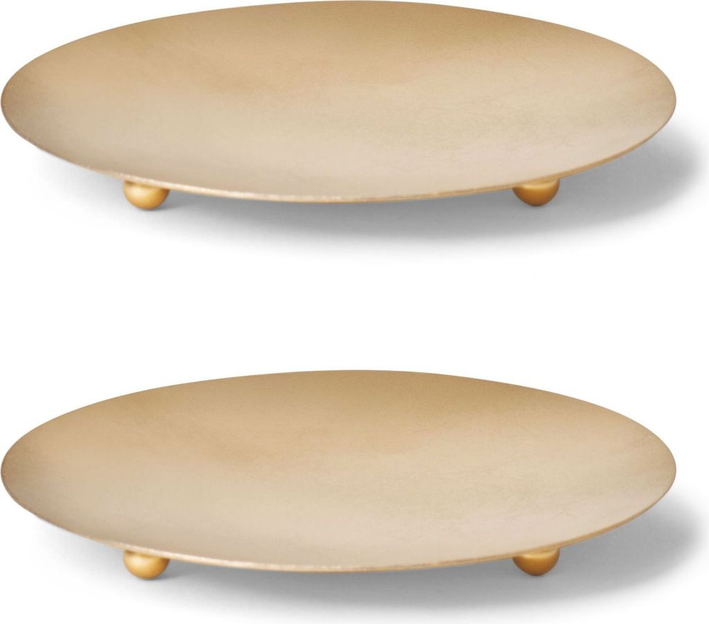 Novaliv 2er-Set Kerzenhalter GOLD 3 Füße 10cm Kerzenteller Teelichter Adventskranzkerzenhalter Tischdekoration für Stumpenkerzen Kerzenpin Metal...