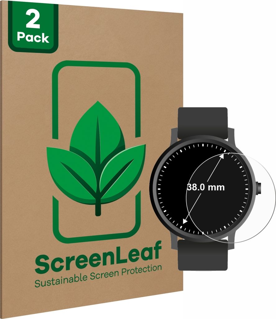 2x ScreenLeaf Schutzfolie für Kreisrunde Displays (ø: 38 mm) nachhaltiger Displayschutz Display Schutz Folie Klar Transparent