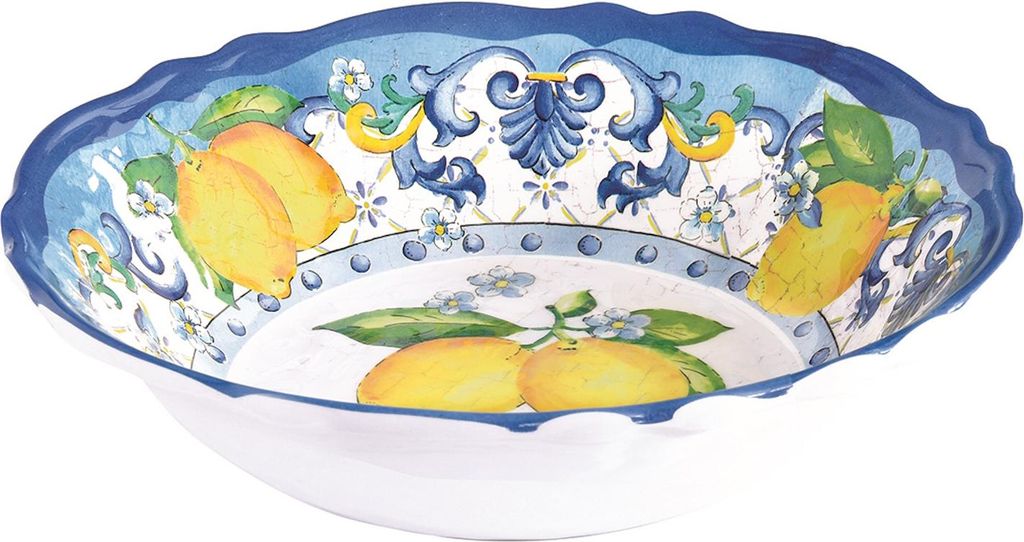 Suppenteller SORRENTO Zitronen D. 19cm weiß blau gelb aus Produktbild 
