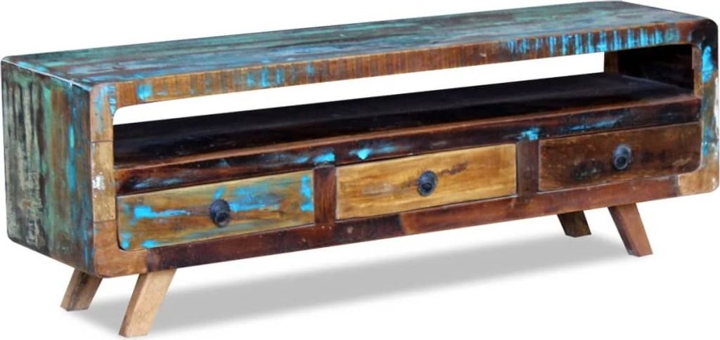 "im Sonderangebot"TV-Schrank Industriestil - CLORIS - Fernsehenschrank - mit 3 Schubladen Altholz Massiv - NeuMöbel6767447