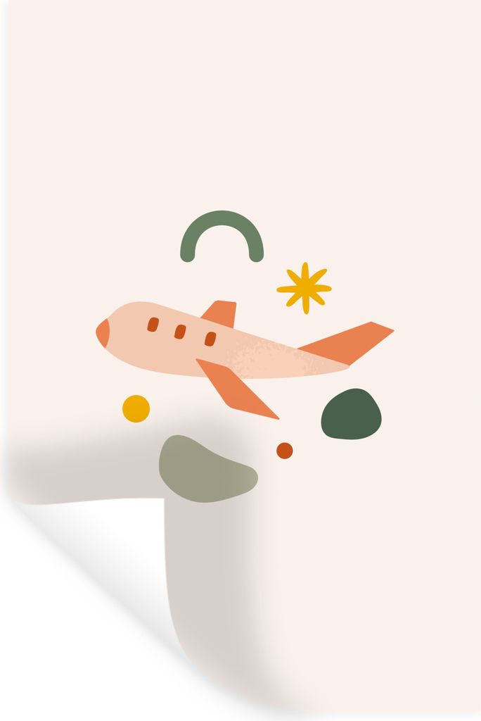 MuchoWow Wandtattoo Wandsticker Wandaufkleber Flugzeuge - Reisen - Sommer 60x90 cm Selbstklebend und Repositionierbar - Sticker - Dekorfolie