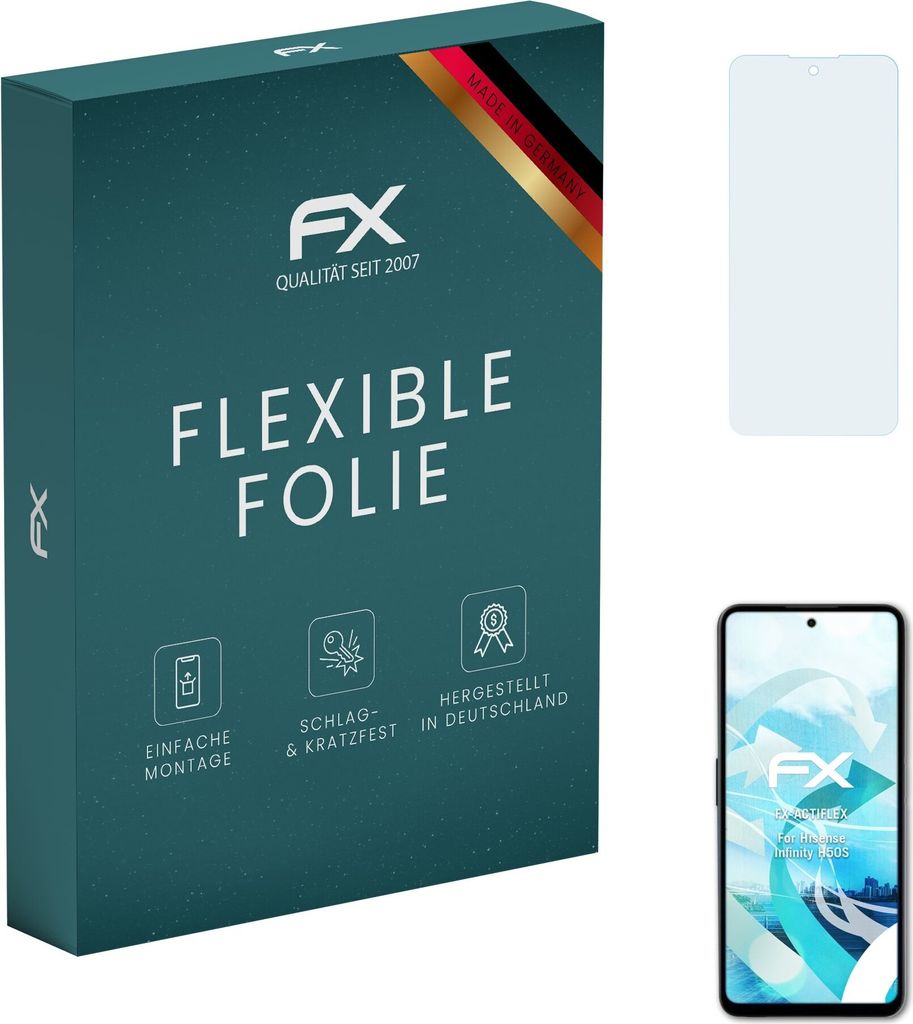 atFoliX FX-ActiFleX 3x Schutzfolie kompatibel mit Hisense Infinity H50S Folie