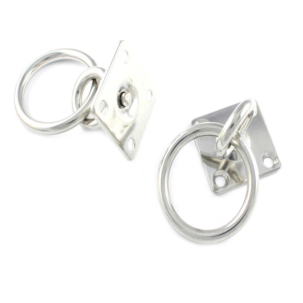 Augplatte mit Ring und Wirbel 50 x 50mm Edelstahl A2 Typ C Mastplatte Verzurröse Fenderöse