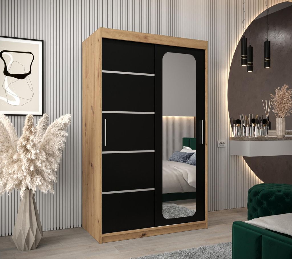 Spiegelschrank DONICELA 3 - 120 cm, handgefertigt / schwarz
