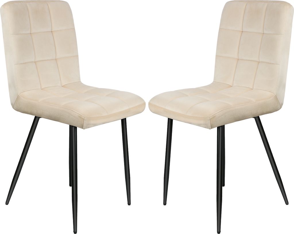 2 Esszimmerstühlen,Küchenstuhl,gepolstert,aus Samt, Gestell aus Metall,Loungestuhl (Beige, 2 Stück)