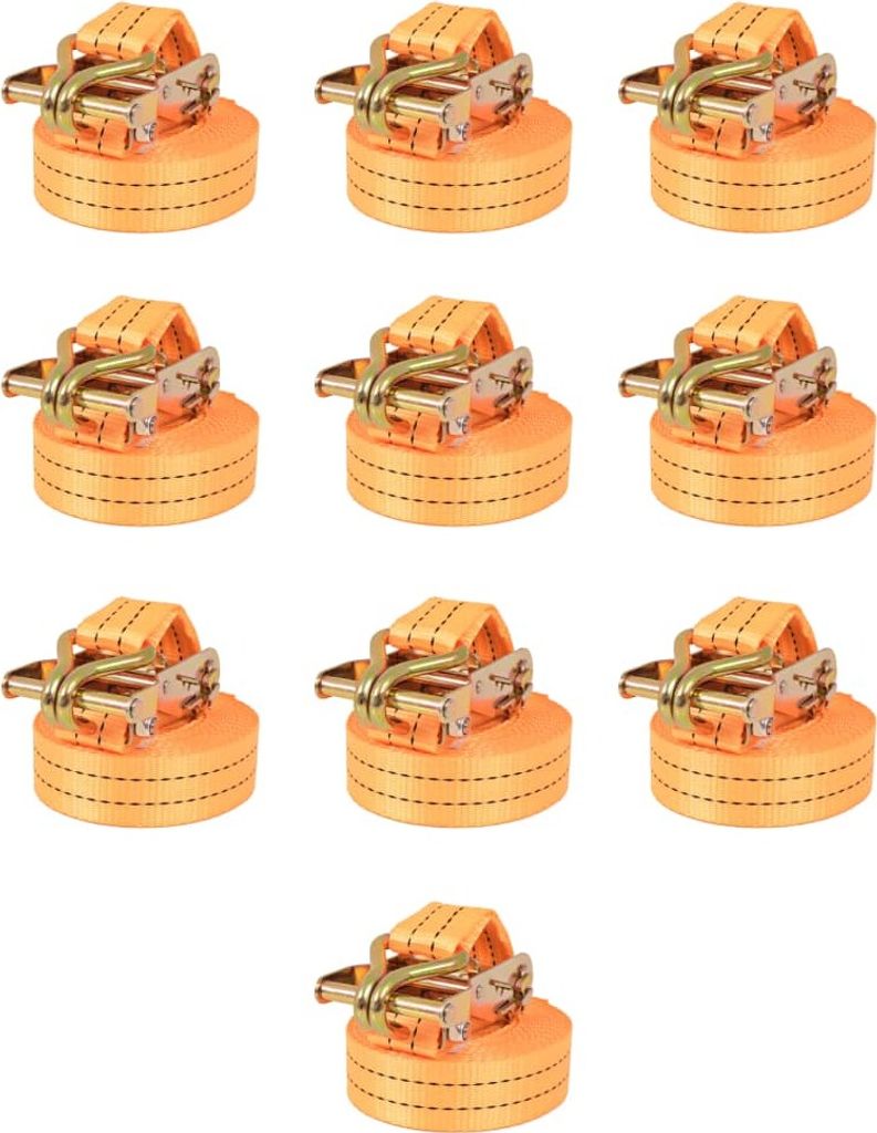 The Living Store Ratschen-Spanngurte 10 Stk. 1 Tonne 6m×38mm Orange
