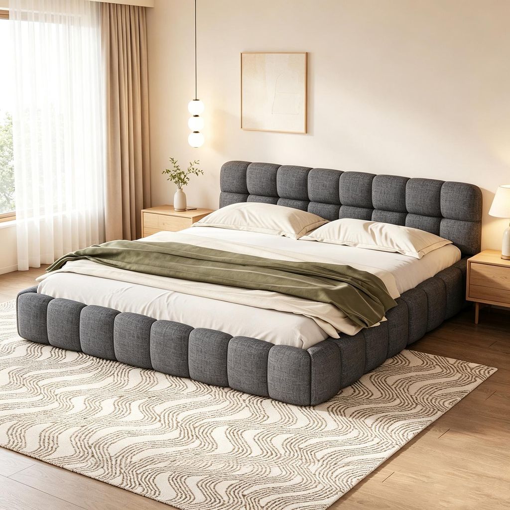 INONEFT Bubble Bett 140x190, bekleed bed met lattenbodem, Productafbeelding 