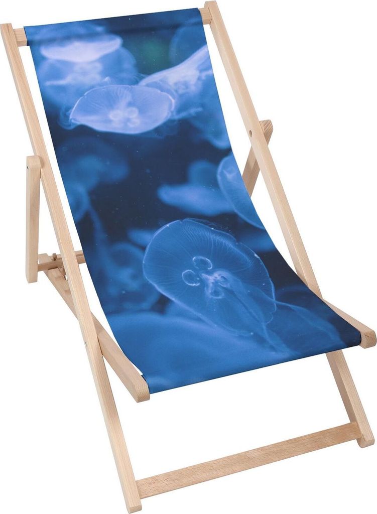 Dreamroots Liegestuhl klappbar Holz, Buchenholz bis zu 130 kg, Sonnenliege klappbar mit 3-stufiger Neigungsregulierung der Rückenlehne, Medusa