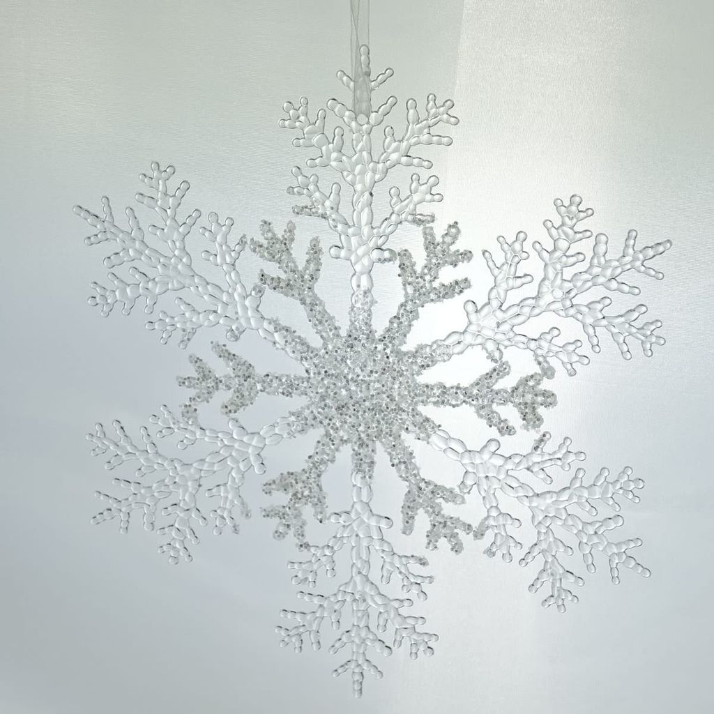 Weihnachtsdeko Schneeflocke Transparent & Silberfarben Ø 21 Produktbild 