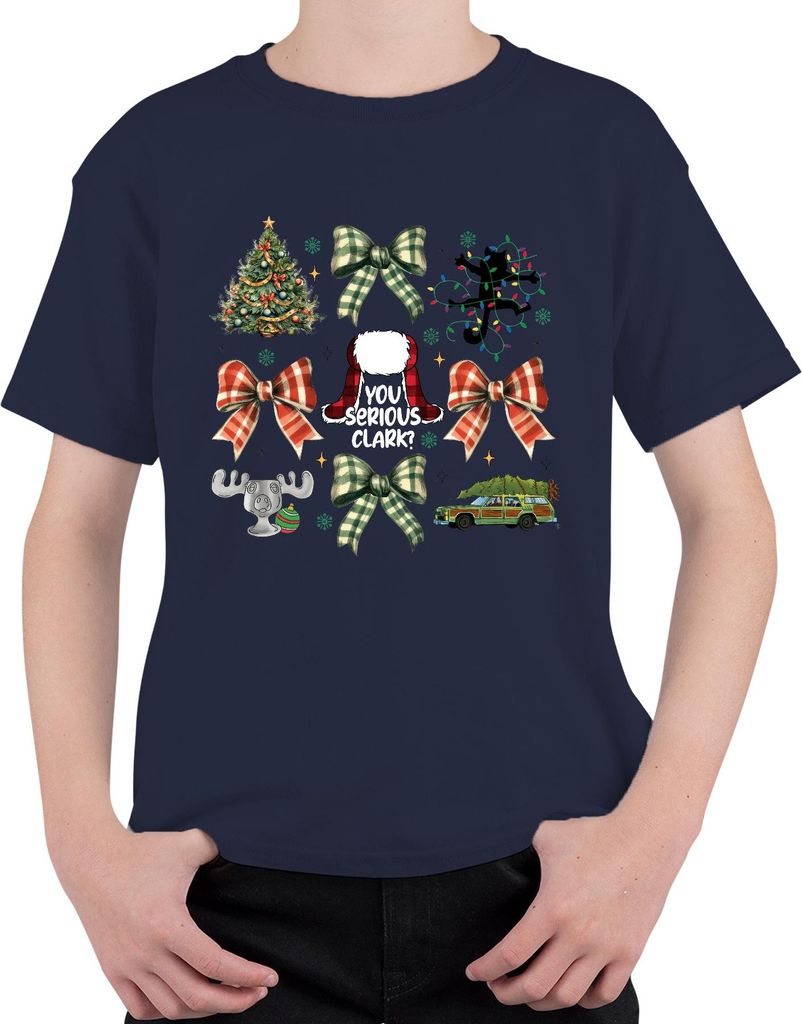 You Serious Clark Weihnachtsbaum Griswold Auto Lichterkette Retro Uni Kinder T-Shirt, Navy, 152