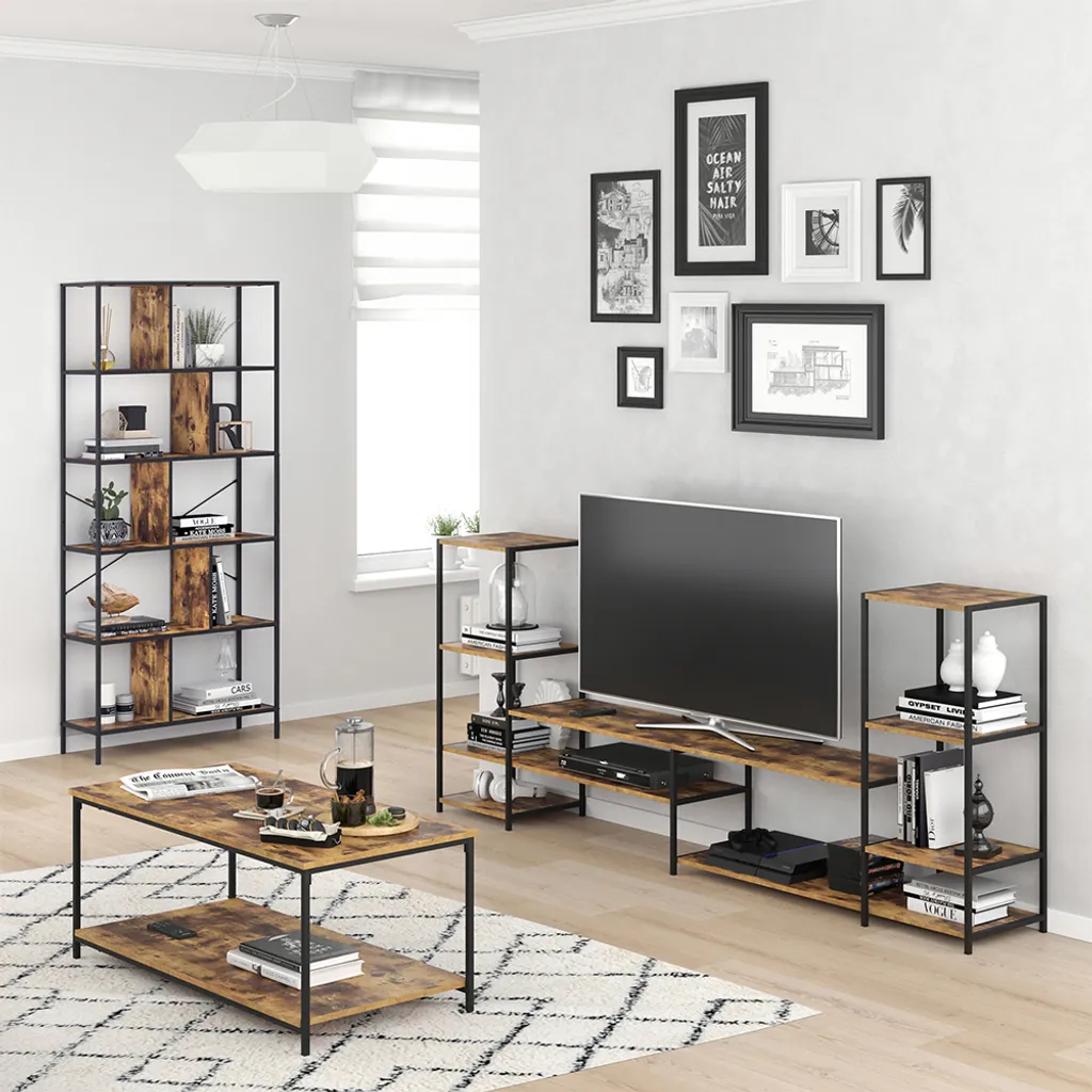 Mobile Porta TV 226 cm Vicco Fyrk Nero e Rovere per Grandi Schermi