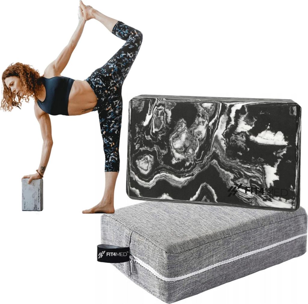 FIT4MED | Yogaklotz - Schwarz - 200 G - Antirutschfläche - Etui