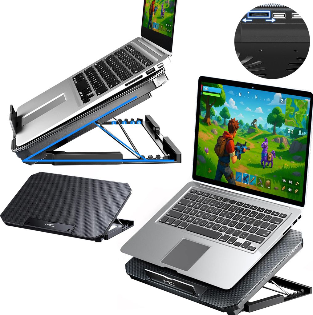 Regelbare, antislip koelpad voor laptops van 12-17 inch Productafbeelding 