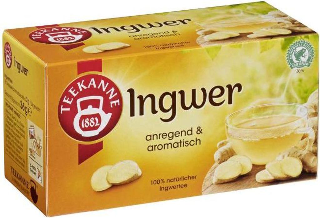 Teekanne Ingwer Tee, anregend und aromatisch, 18 Teebeutel Produktbild 