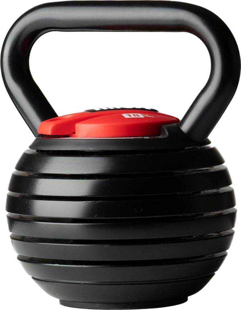 Verstellbare Kettlebell aus Stahl - 2 bis 18 kg - robuster Handgriff - Fitnessgerät für Kraft- und Cardiotraining