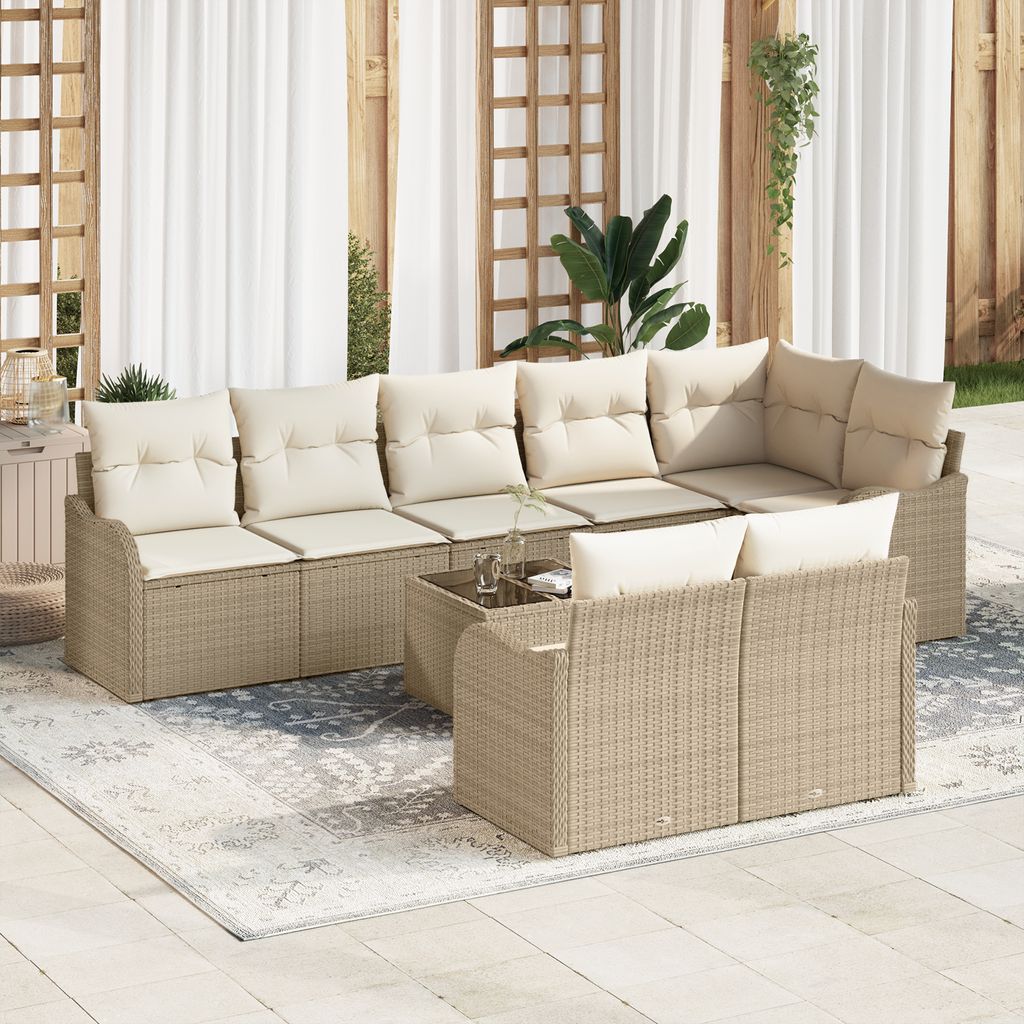 Desgin 9-teiliges Garten-Sofa-Set mit Kissen Braun Poly-Rattan - Gartensofas 3354430