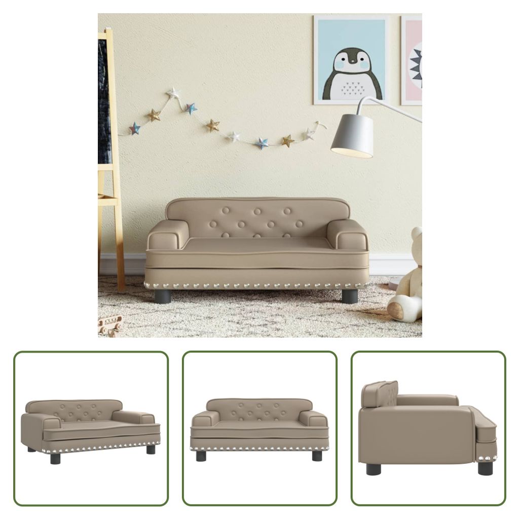 The Living Store Kindersofa Cappuccino 70x45x30 cm Kunstleder