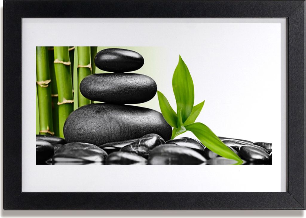 Bild 30x20 MDF-Rahmen Wandkunst Steine Art Leaves