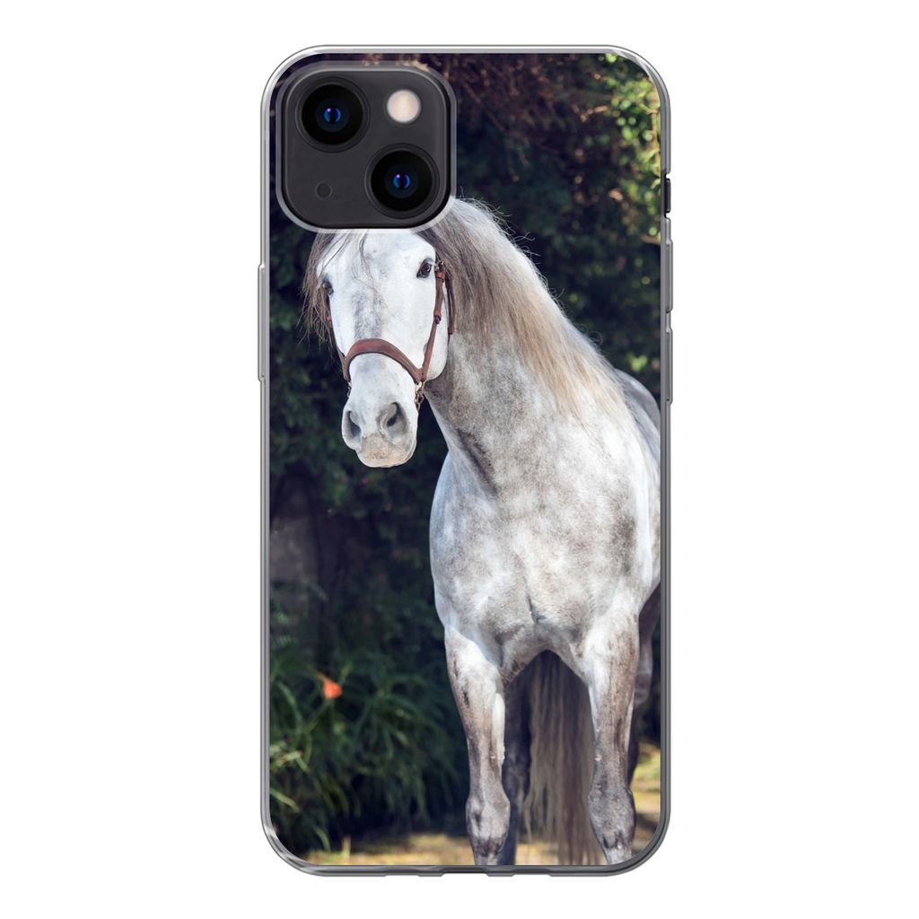 MuchoWow Handyhülle Schutzhülle Hülle für iPhone 13 Pferd - Halfter - Natur Silikon Softcase Handy Hülle - Karteninhaber