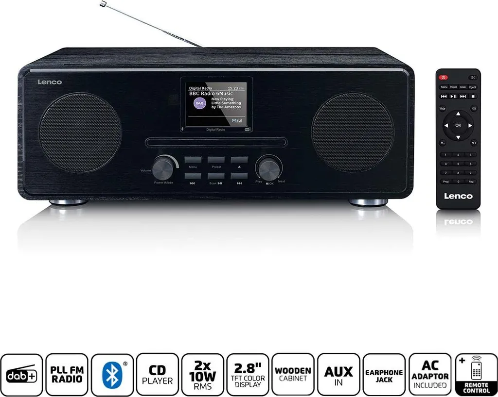Radio de Salon Lenco DAR-061BK pour Écouter CD, Bluetooth et DAB+ Noir - 2