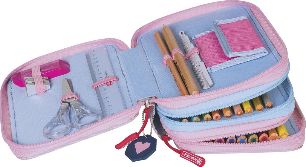 Trousse à crayons motif Chats bleu clair avec fermeture robuste - 2