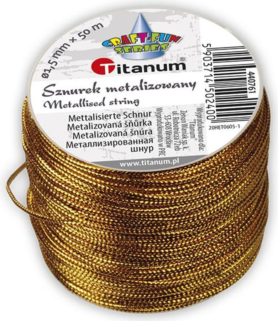 Sznurek metalizowany z rdzeniem 1.5mmx30m złoty