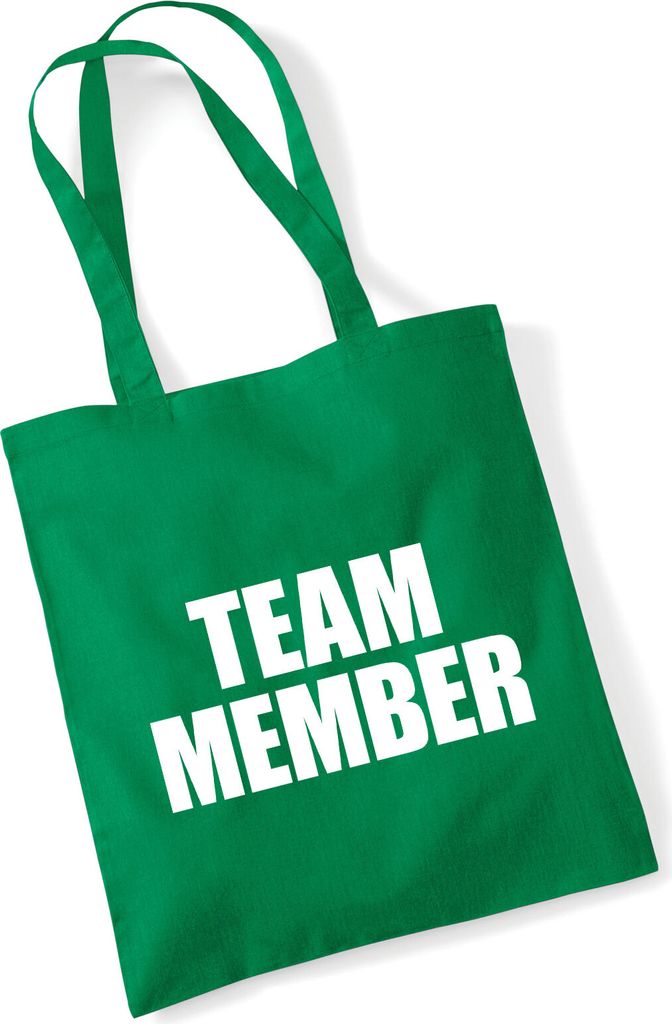 Huuraa Jutebeutel Team Member Schriftzug 10 Liter Kelly Green Baumwolle Tasche Geschenkidee