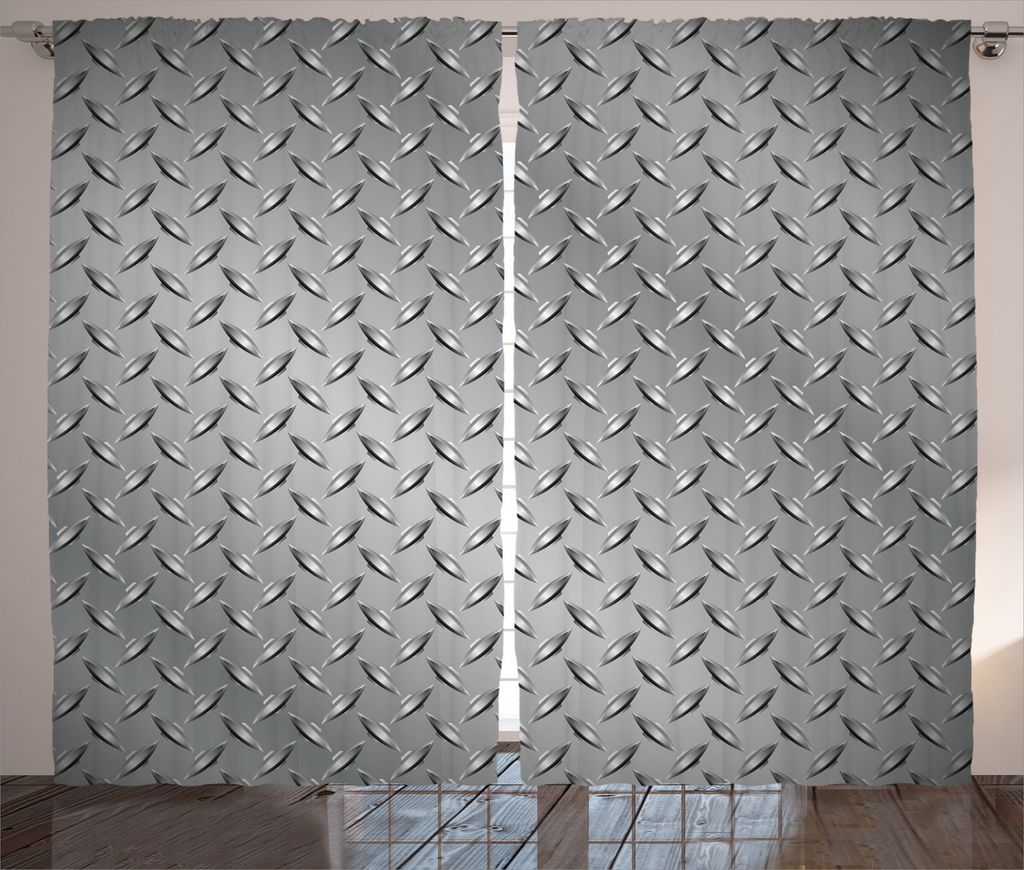 ABAKUHAUS Grau Rustikaler Vorhang, Diamant-Platten-Effekte, Wohnzimmer Universalband Gardinen mit Schlaufen und Haken, 280 x 245 cm, Grau