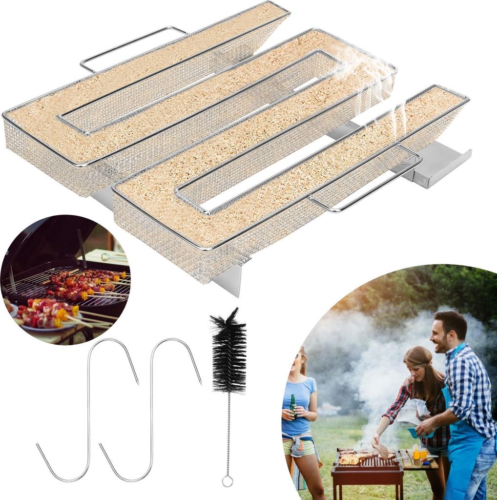 Bettizia BBQ Räucher - M Typ aus Edelstahl 22,5x17,5x4,5cm, Kaltraucherzeuger Kaltrauchgenerator Kalträuchern Smoker Räuchern