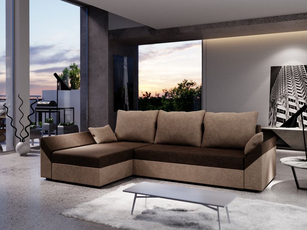Praktische Eckcouch ANNELIES – beige/bronze
